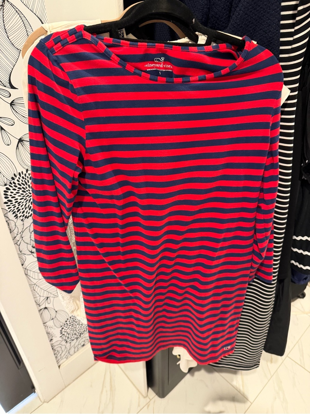 Vineyard Vines Red and Navy Striped Boatneck Tunic